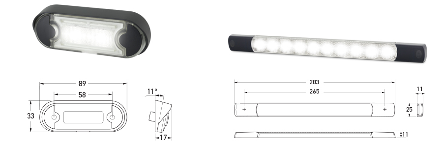 DuraLED Number Plate LED Silm Surface Mount Reversing Lamp