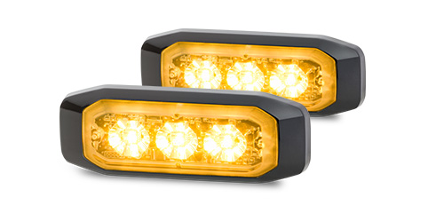 Two 3 LED Multi-Flash Slim Amber Warning lamps, arranaged one behind the other