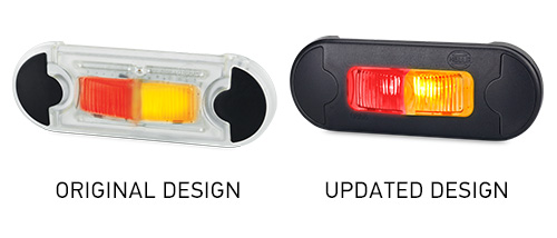 Old and New models of HELLA flush mount Marker lamps shown Side-by-side.