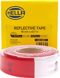 Hella Retro-reflective Tape roll and Packaging box behind 