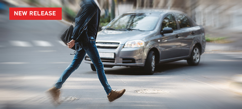 Be safer with HELLA horns New Release text over image man walking in front of turning car